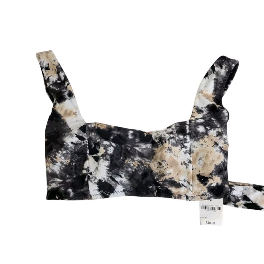 Bar III Black White Tan Tie Dye Bikini Top Size Medium NWT